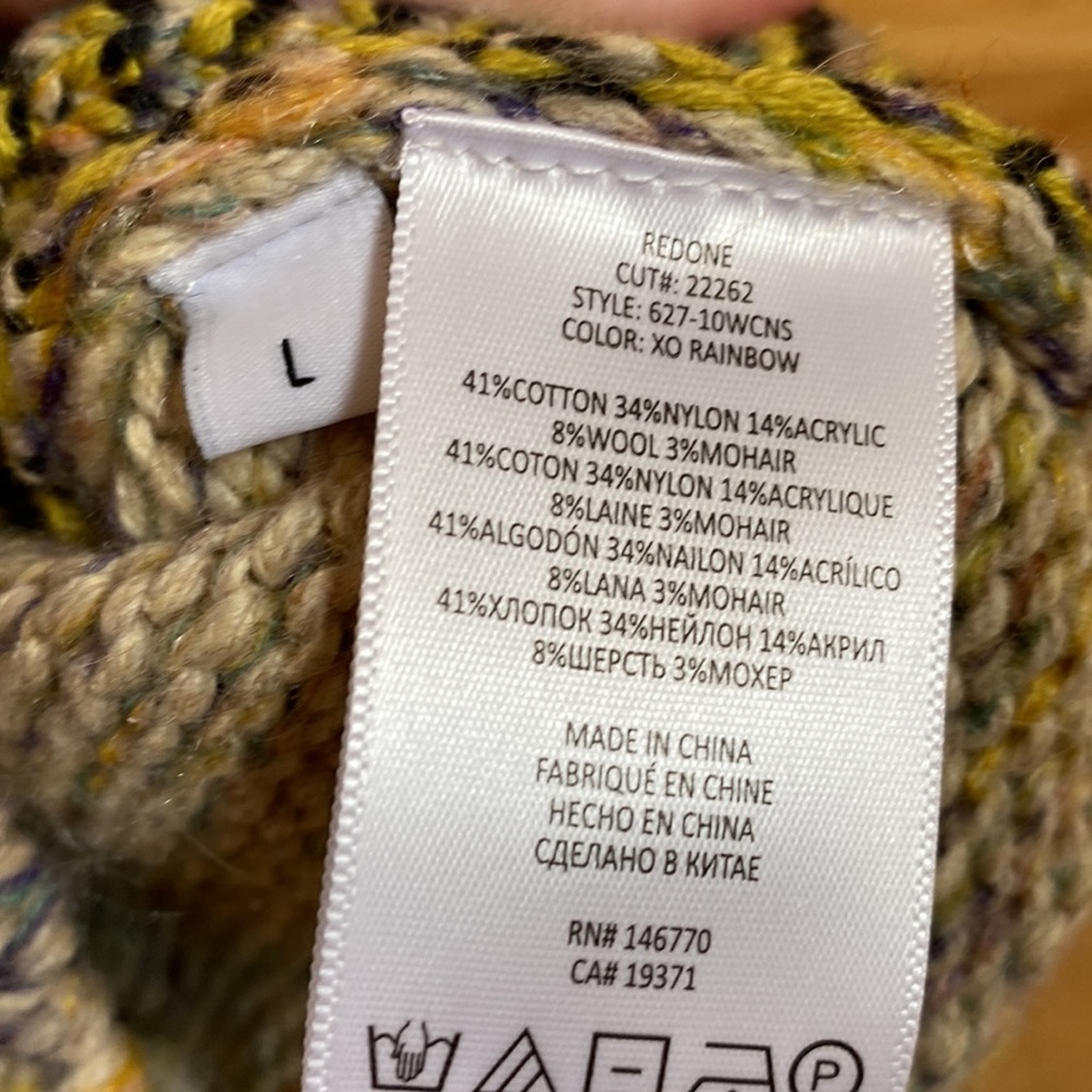 NWT Re/Done 50s crewneck cotton mohair mix sweater, multi-colored, Women’s Large - Picture 11 of 11